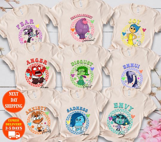 Inside Out Characters Shirts, Inside Out Sweatshirt, Inside Out Group Matching, Inside Out Family Party, Joy Sadness Fear Anxiety Shirt