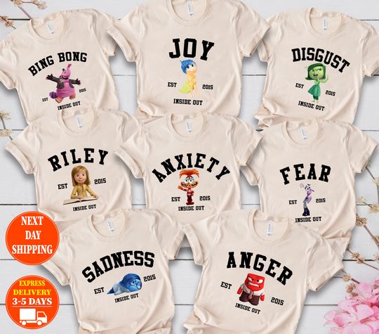 Custom Inside Out Characters Shirts, Inside Out Sweatshirt, Inside Out Group Matching, Inside Out Family Party, Joy Sadness Fear Anxiety Tee