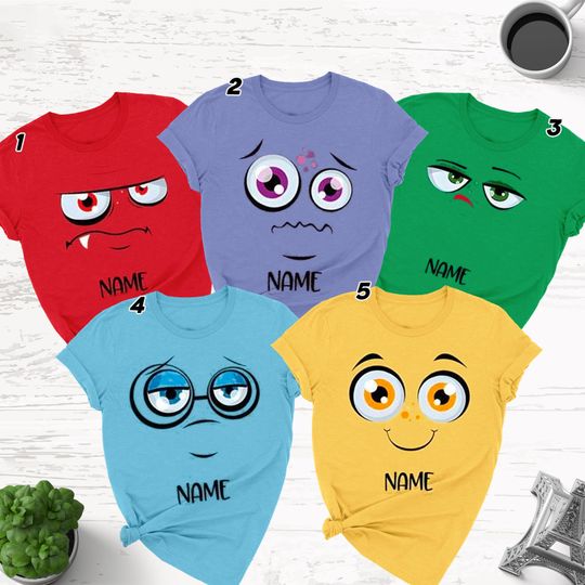 Inside Movie Characters Halloween Costume Shirt, Custom Face Character Matching Group, Emotional Piece Face Birthday Gift