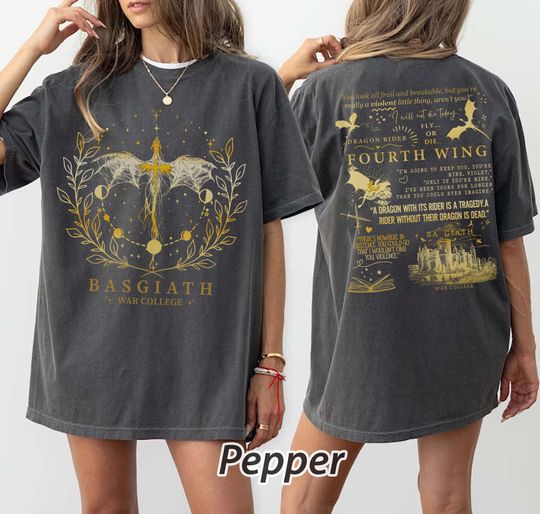 Basgiath War College 2-Sided Shirt, Fourth Wing Shirt, Dragon Rider Shirt, Fourth Wing Hoodie, Violet, Bookish Shirt
