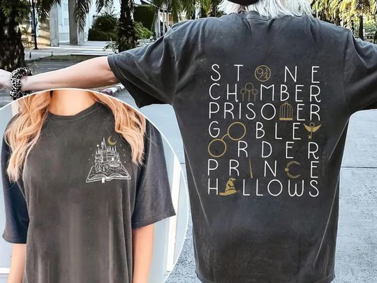 Wizard Castle Book Shirt, Universal Studios Shirts For Family, Bookworm Gifts Tee, Stone Chamber Prisoner Goblet Order Prince Hallows Shirt