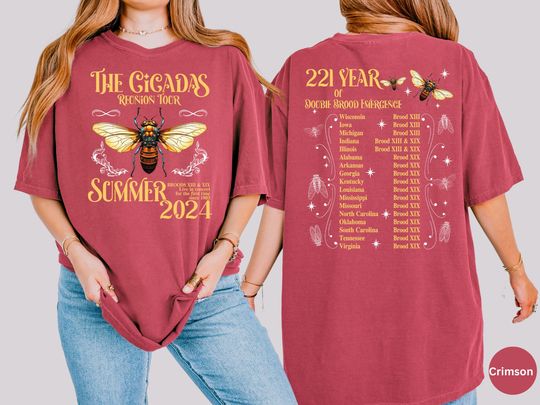 Cicada Fest 2024 Comfort Colors T-shirt, Cicada World Tour Top, Cicada Emergence Unisex Tee, Funny Bug Lovers Cicada Shirt