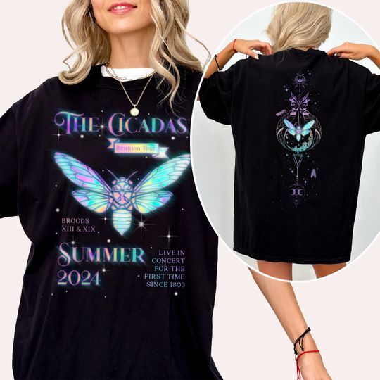 Cicada Tshirt Dark Cottagecore The Cicadas Reunion Tour T-Shirt Summer 2024 Concert T-Shirt Nostalgic Music Merc New Mom Gift