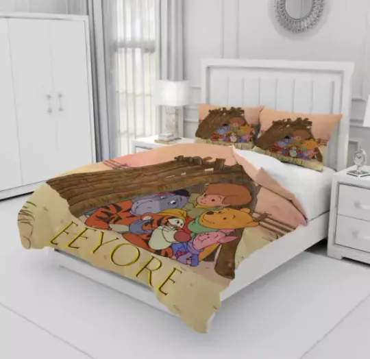 Personalized Pooh And Friends Under Wooden Tent Winnie The Pooh Bedding Set, Disney Bedding Set, Fan Gift, Funny Gift Ideas, Cartoon Fan Gift