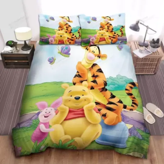 Disney Winnie The Pooh Piglet Tiger Quilt Duvet Cover Set Home Textiles Soft Bedding Set