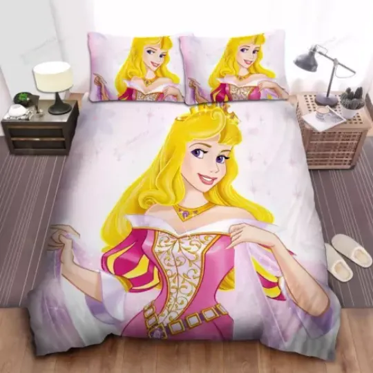 Disney Princess Aurora In Royal Costume Quilt Duvet Cover Set Bedspread Bedding Set