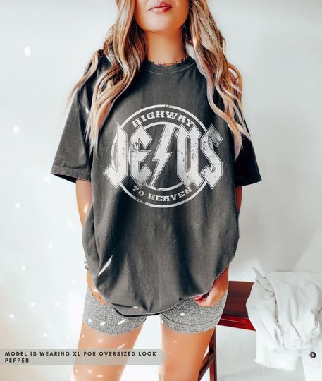Highway to Jesus Unisex Tee Comfort Colors Vintage Bible Verse Band Tee Christian Mens Clothing Faith Based Womens Prayer Oversized T-Shirt