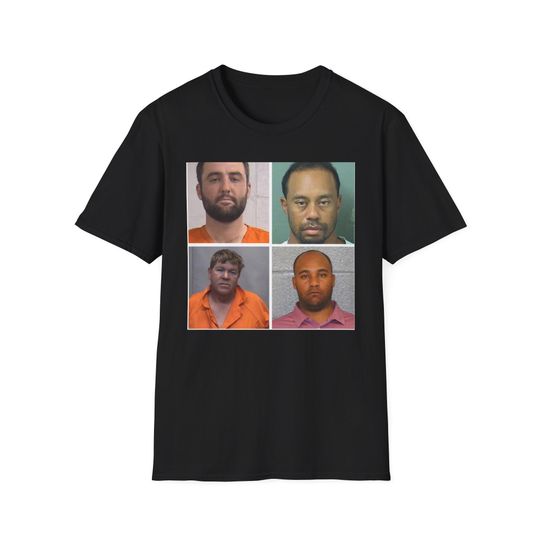 PGA LIV Golf Misfits mugshots T-Shirt John Daly, Tiger Woods, Scottie Scheffler, Harold Varner III | Cotton Short Sleeve T shirt | Sport T-shirt | Summer Casual Shirt