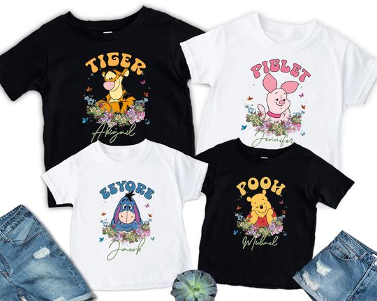 Disney Winnie the Pooh Custom Shirt, Pooh Bear Floral Shirt, Disneyworld Tigger, Disney Eeyore And Piglet T-shirt, Disneyland Vacation Tee