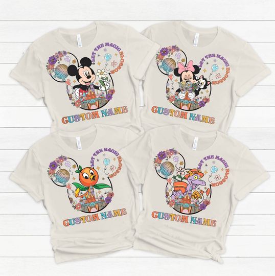 Custom Disney Epcot Flower And Garden Festival 2024 Shirt | Mickey And Friends T-Shirt | Figment Family Tee | WDW Disneyland Boy Girl Trip