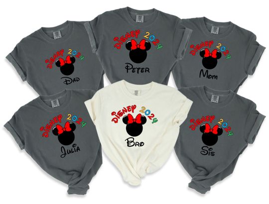 Custom Disney 2024 Family Vacation Comfort colors Shirt, Family Trip 2024 Shirt, Personalized Family Vacation Outfit, Family Vacation Shirt,