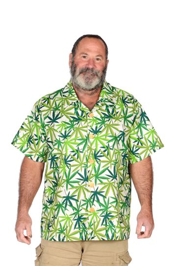 Exotic Herb Pattern In White- Hawaiian Shirt | Comfortable Summer Vacay Shirt | Beaching outfit | For Unisex