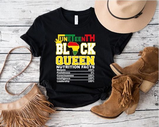 Discover Juneteenth Black Queen Shirt, African American Black History Shirt, Celebrate 1865 Juneteenth Shirt, Afro Woman T- Shirt, Freedom Shirt