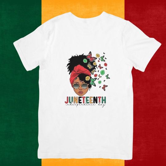 Juneteenth Black Girl Butterflys Afro Woman T-Shirt, Black Girls Tshirt, Juneteenth Shirt, Black History Month, Black Woman Graphic Tees