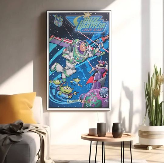 Buzz Lightyear Laser Blast Poster | Toy Story Poster | Buzz Lightyear Disneyland Home Decor Wall Art Canvas Poster