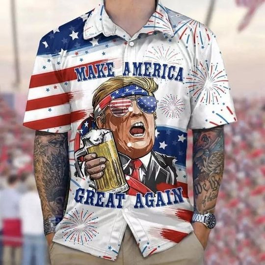 Make America Great Again Donald Trump 4th July Hawaiian Shirt, Cool Patriotic America July Fourth Button Up, Thug Life Independence Day
