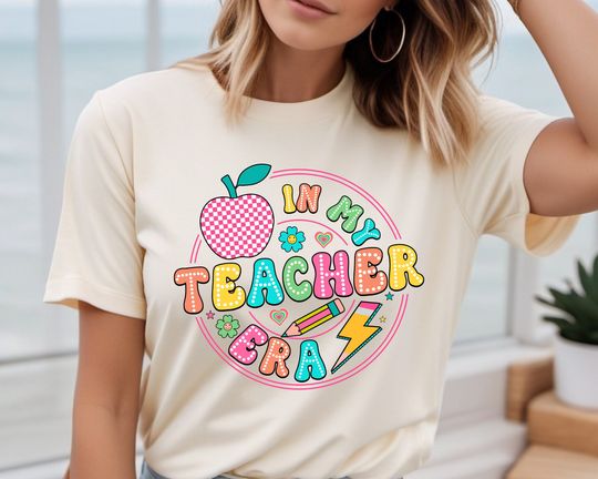 Back to School Shirts Teacher Cotton  TShirt ,In My Teacher Era, First Grade Teacher, In My Teacher Era, Back to School Group Shirts