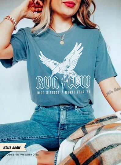 Blue House Shirt Comfort Colors Tshirt, Vintage Band Tee Lovegood Shirt, Potter Divination House of Eagles Oversize Pottery Universal Bookish Merch