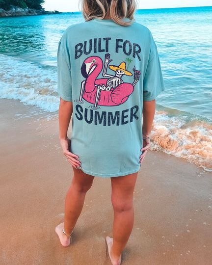 Built for Summer Tee Comfort Colors Tshirt, Beach B Funny Skeleton Shirt Oversize T Shirt, VSCO Boho Hippie Clothes Ocean Aesthetic Coconut Girl