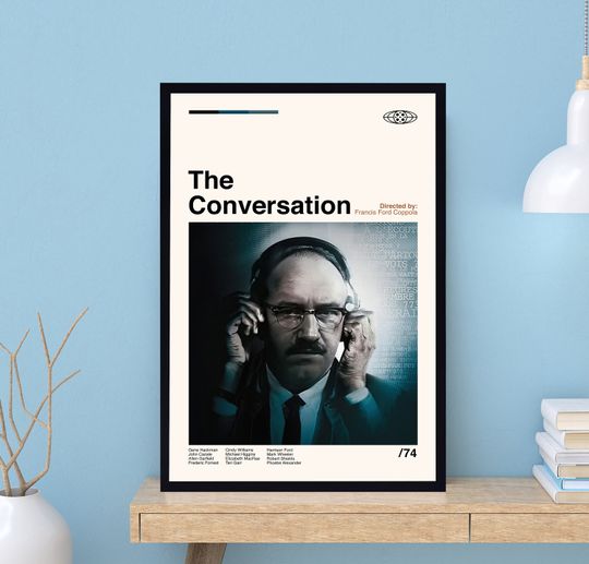 The Conversation Poster, Francis Ford Coppola, Retro Poster, Midcentury Art, Minimalist Art, Vintage Poster, Modern Poster, Wall Decor