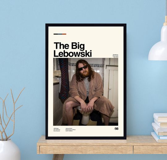 The Big Lebowski Poster, Ethan Coen, Joel Coen, Retro Poster, Midcentury Art, Minimalist Art, Vintage Poster, Movie Print, Wall Decor