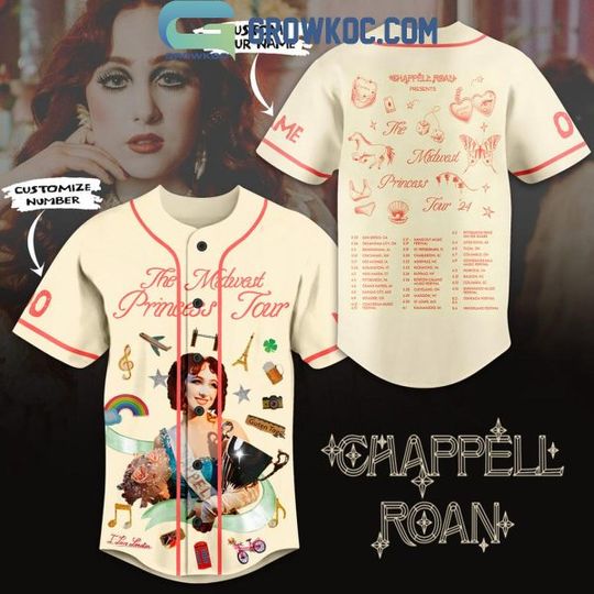 Personalized Chappell Roan The Midwest Princess Tour 2024 Baseball Jersey, 2024 Music Concert Merch, Summer Clothing, Gift for Fans, Funny Gift Idea