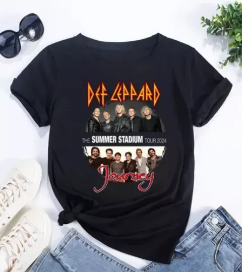 Def Leppard And Journey 2024 Tour T-Shirt, Def Leppard And Journey Concert 2024 Tshirt, Music Tour 2024 Short Sleeve Shirt, Gift For Fan
