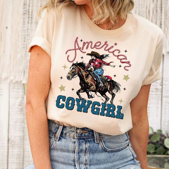 American Cowgirl Shirts, 4th Of July Shirts, Memorial Day Gift, Independence Day Shirts, USA Shirts, Country Western Shirt,