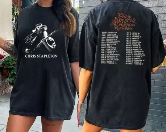 Chris Stapleton All American Road Show 2024 Tour T-Shirt, Tour 2024 T-Shirt, Chris Stapleton Merch, Concert 2024 T-shirt, Music Tour 2024 Shirt, Gift For Fan