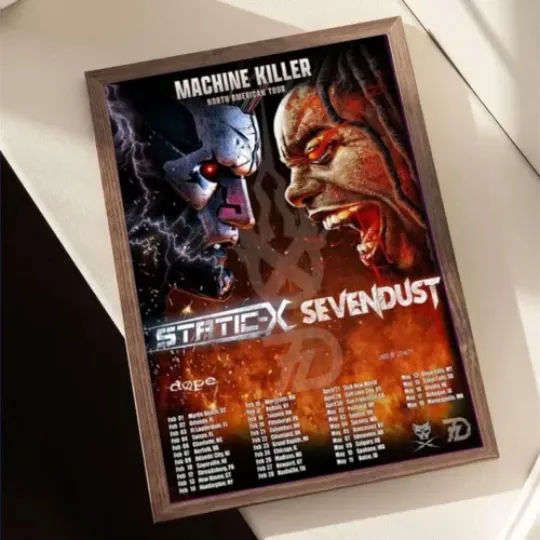 2024 Static-X & Sevendust Machine Killer Tour Poster, Retro Poster, Midcentury Art, Minimalist Art, Vintage Poster, Modern Poster, Wall Decor