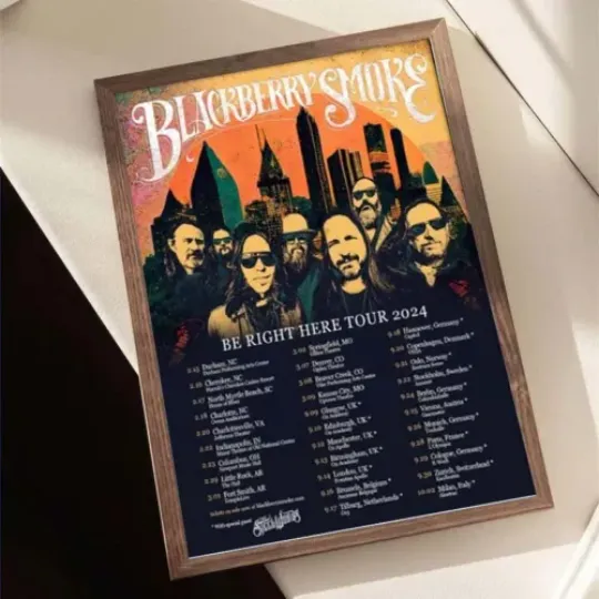 Be Right Here Blackberry Smoke Tour 2024 Poster, Retro Poster, Midcentury Art, Minimalist Art, Vintage Poster, Modern Poster, Wall Decor