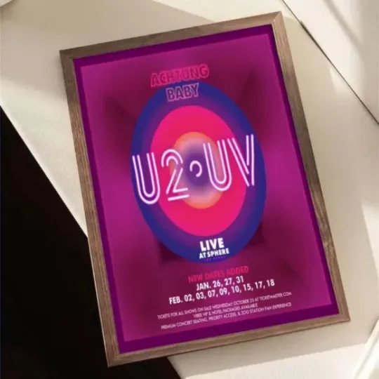 U2UV Warning Baby Live At Sphere Tour 2024 Poster, Retro Poster, Midcentury Art, Minimalist Art, Vintage Poster, Modern Poster, Wall Decor