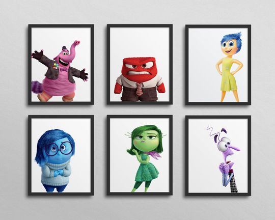 Inside Out Characters Gallery Wall - Classroom Decor,  Kindergarten, 1st Grade, nursery kid's bedroom, birthday party, joy sadness bing bong