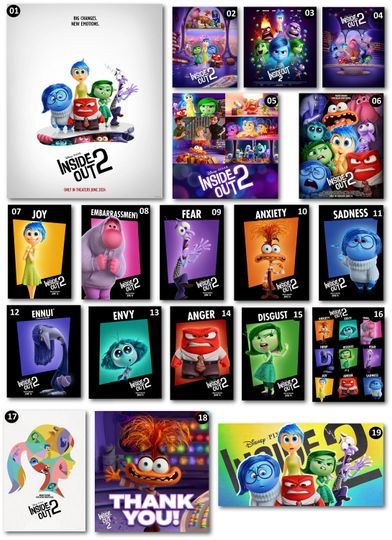 Inside Out 2, 2024  Kids Animation Emotions Movie Posters - Latest 2024 Children's Movie Wall Art Decoration - Inside Out 2