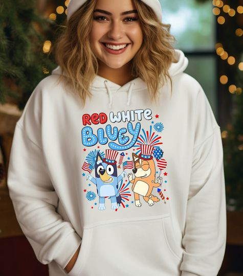 Red White BlueyDad Family Hoodie,4th of July Hoodie, Fourth of July Patriotic 4th of July Hoodie for Independence Day, Patriotic Hoodie