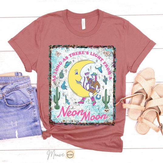 Neon moon shirt cotton tee, Graphic Tshirt for men, women, Unisex, Trending Gifts