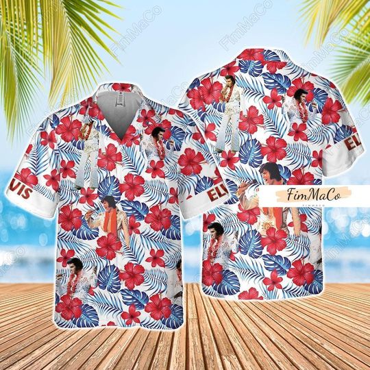 Elvis Hawaiian Shirt, Elvis Presley Button Shirt, King Of Rock And Roll Shirt, Elvis Presley Summer Shirt, Elvis Presley Beach Shirt