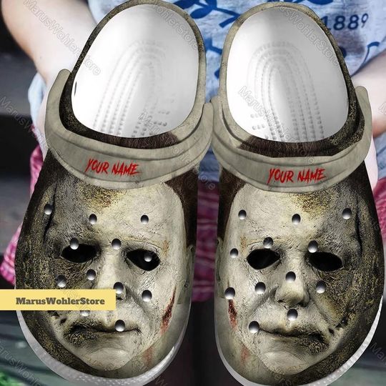 Michael Myers Shoes, Michael Myers Sandals, Custom Name Shoes, Halloween Michael Myers Shoes, Horror Movies Shoes, Halloween Gift