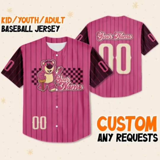 Personalize Disney Toy Story Disney Lotso Baseball Jersey, Matching Baseball Team Outfit, Shirt For Men Women Adult, Trending Street Fashion
