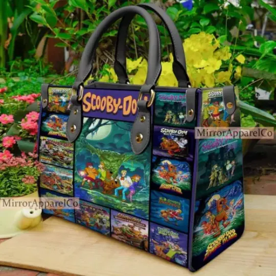 Personalized Scooby Doo Leather Handbag, Custom Scooby Doo Shoulder Bag, Disney Leather Bag, Cartoon Leather Bag