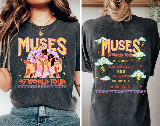 Two Sided Vintage Muses 97 World Tour Hercules Disneyland Shirts