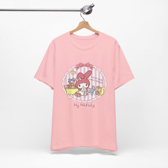 Cutecore My Melody Summer Vacation Cotton Shirt, Comfortable Short Sleeve Sports Tee for Men, Women, Kids - Trending Street Fashion