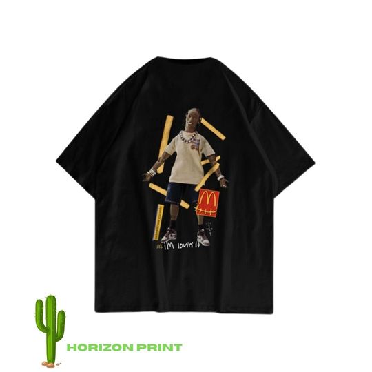 Travis T-Shirt , Oversize Hip Hop T-Shirt, Print Tee, MC Donals Cactus Jack Tee