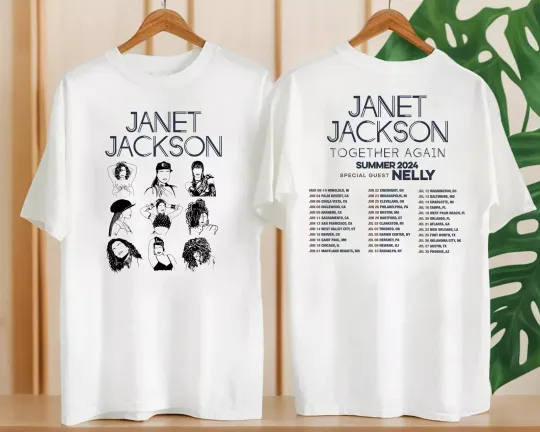 Janet Jackson Graphic Cotton Short Sleeve Shirt, Janet Jackson Together Again Summer 2024 Tour Shirt