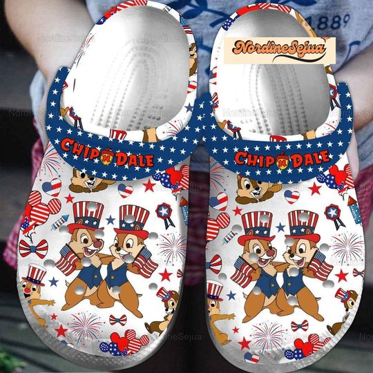 Chip And Dale Fourth Of July Shoes, Disneyworld Shoes, Custom Disney Shoes, 4th Of July Sandals, Shoes Women, Shoes Men, Disney Sandal
