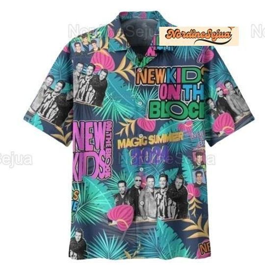 NK on The Block Hawaiian Summer Shirt, Music Tour Shirt, Hawaiian Shirt, 2024 Tour Shirt, Gift For Fan, Music Beach Shirt