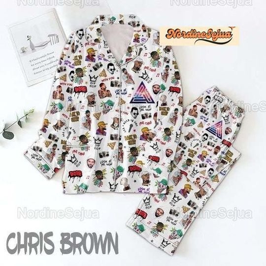 Chris Brown Back To Sleep Pajamas Set, Chris Brown Set Of Pajamas, Chris Brown Matching Pajamas Set, Chris Brown Pajamas Set