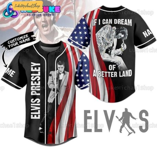 Elvis Presley Baseball Jersey, Elvis Happy Independence Day Jersey, Customized Elvis Baseball Shirt, King Of Rock N Roll Button Shirt