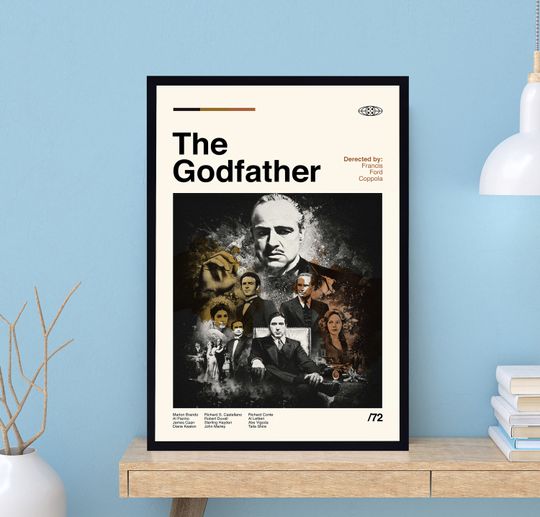 The Godfather Movie Poster, Francis Ford Coppola, Retro Poster, Minimalist Art, Vintage Poster, Midcentury Art, Movie Print, Wall Art
