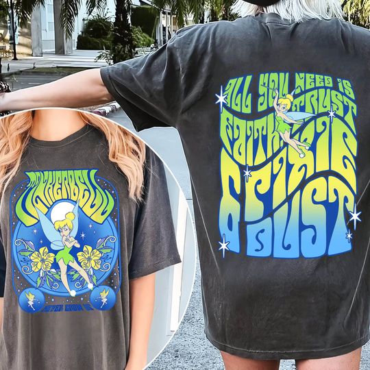 Two Sided Tinker Bell Faith Trust And Pixie Dust Comfort Colors Shirt, Vintage 70s  Peter Pan T-shirt, 2024 Family Vacation